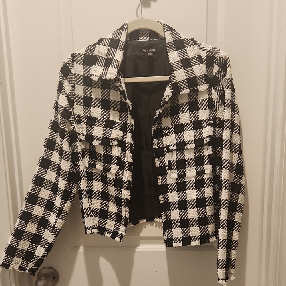 Versona Black and White Blazer Buffalo Check